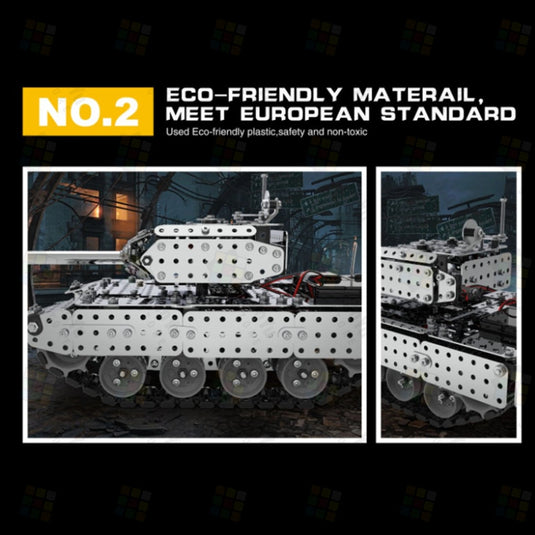 952pcs DIY 3D Assemblage Metal RC Tank Military Model Kit Toy