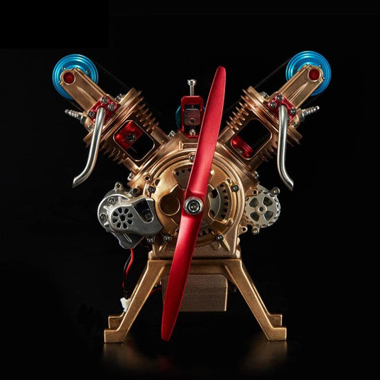 Modèle de moteur automobile All-Metal Mini Manual Assembly V2 Double-cylindre Collection de collection de jouets