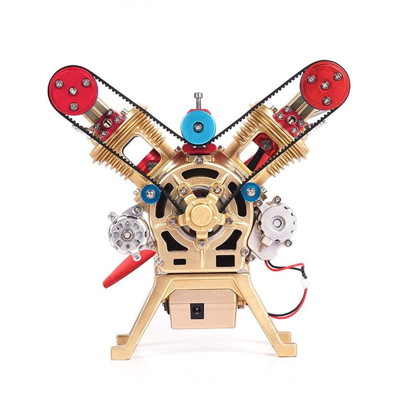 Laad de afbeelding in galerijviewer, Automotormodel All-Metal Mini Manual Assembly V2 Decoratie met dubbele cilinder speelgoedverzameling
