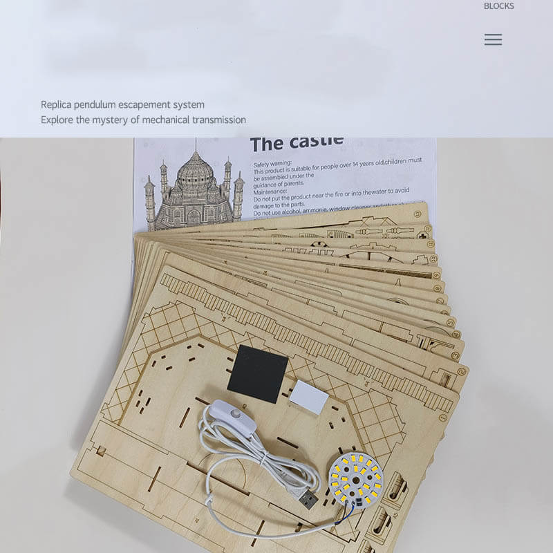 Kit de modelo creativo de rompecabezas de madera 3d Castle Diy para regalos de Navidad