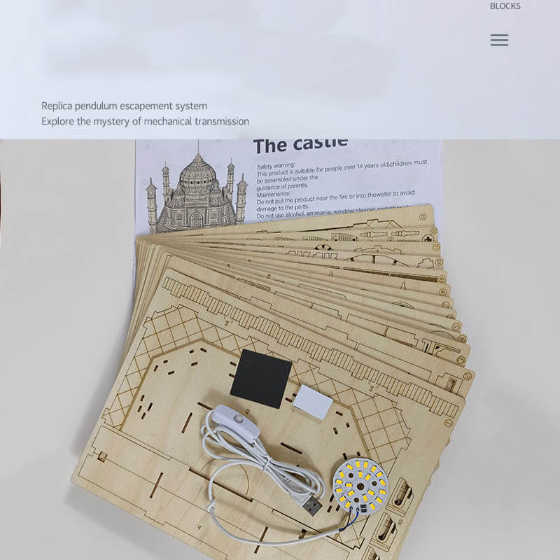 Laden Sie das Bild in Galerie -Viewer, {DIY Castle 3D Holz Puzzle Kreatives Modell Kit für Weihnachtsgeschenke
