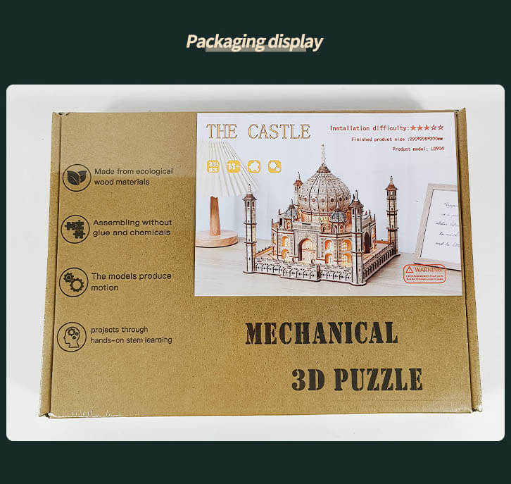 Laad de afbeelding in galerijviewer, DIY Castle 3d houten puzzel creatieve modelkit voor kerstcadeaus
