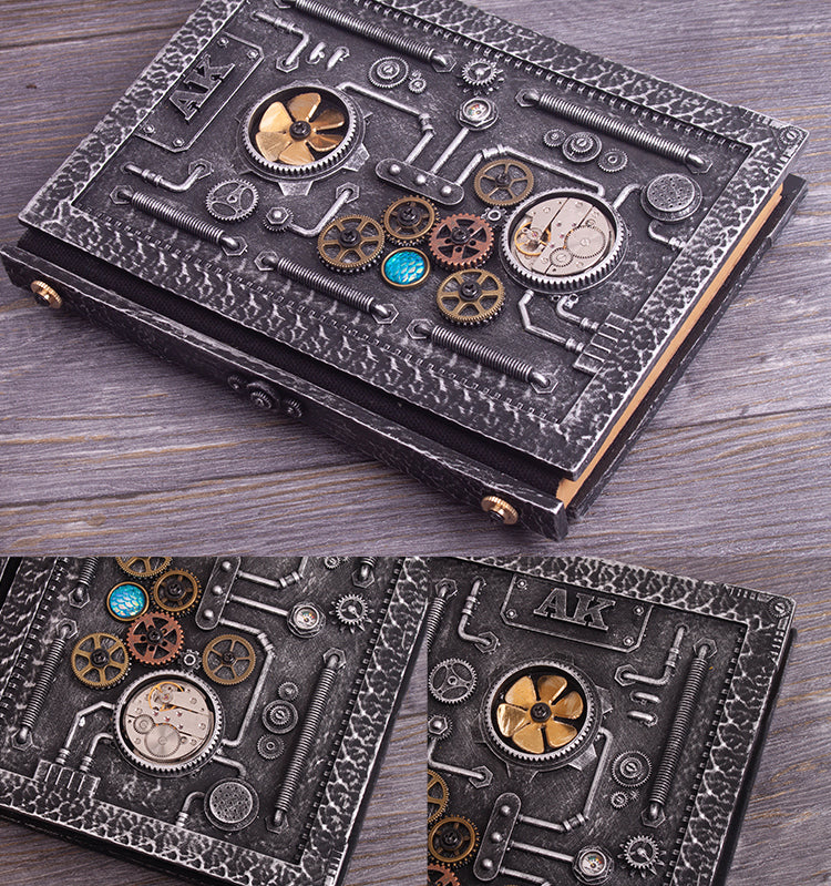 Embossed steampunk style notebook with gift box