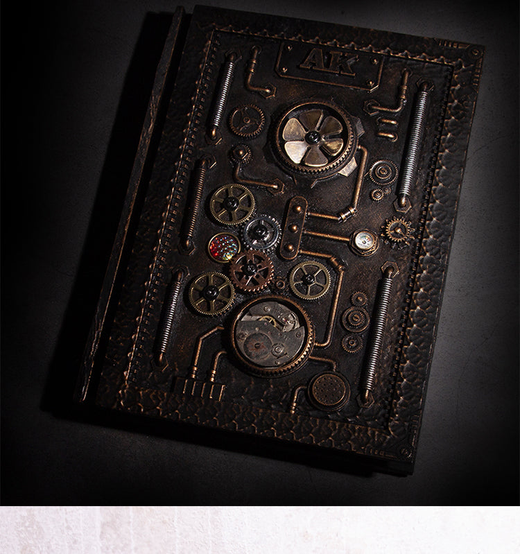 Embossed steampunk style notebook with gift box