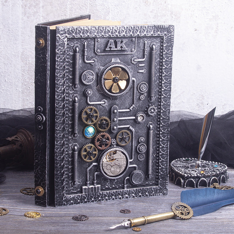 Embossed steampunk style notebook with gift box