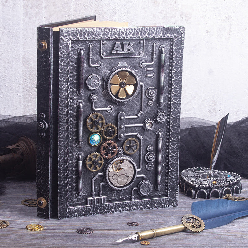 Laad de afbeelding in galerijviewer, Embossed Steampunk Style Notebook met geschenkdoos
