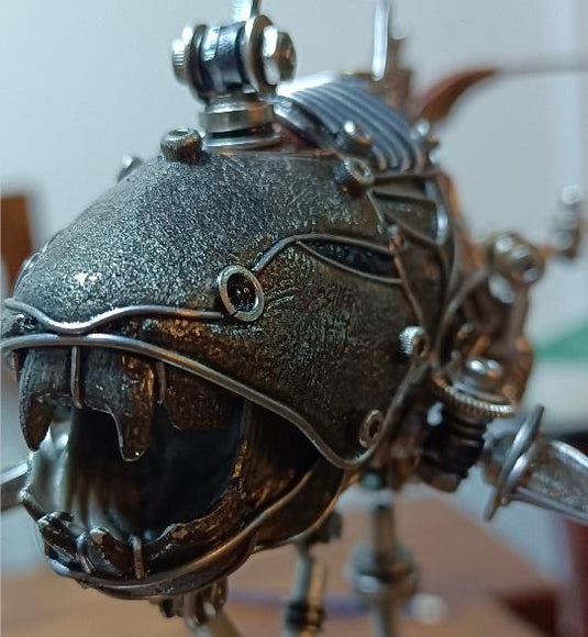 Steampunk 3D Metal Metal Dunkleosteus Modelo de artesanía