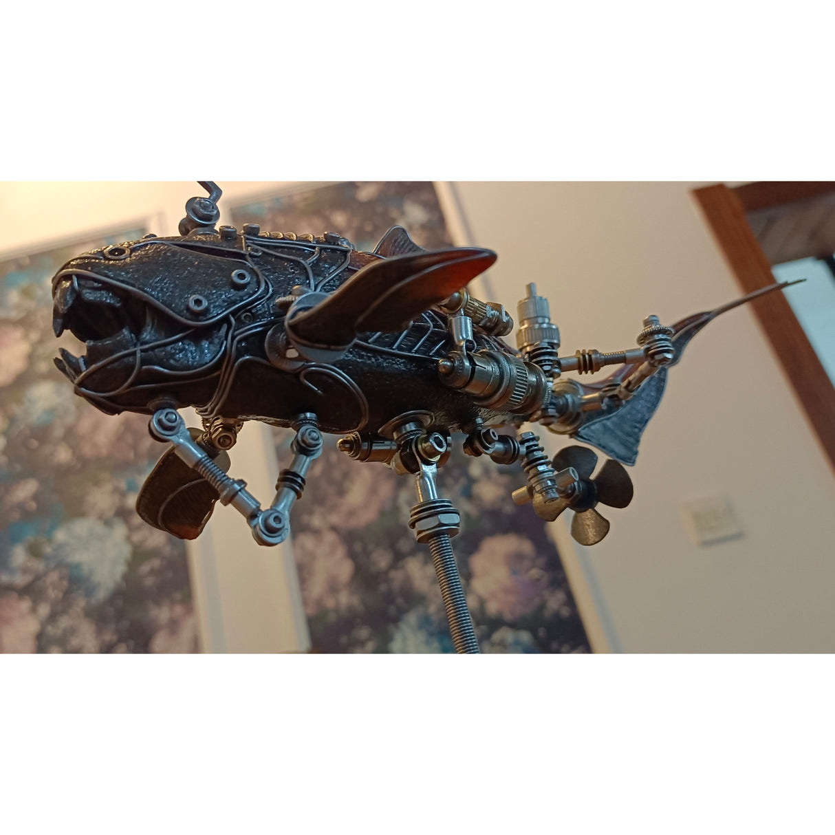 Steampunk 3D Metal Metal Dunkleosteus Modelo de artesanía