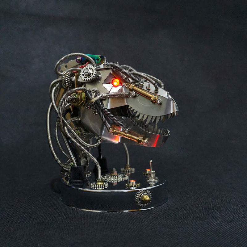 Laad de afbeelding in galerijviewer, Steampunk 3D metaal beweegbare mechanische dinosauruskop 180pcs model kits
