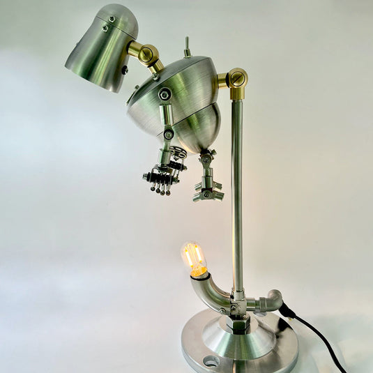 Steampunk 3D Metall Nr. 3 Robotertischlampe EU-Plug-Dekoration
