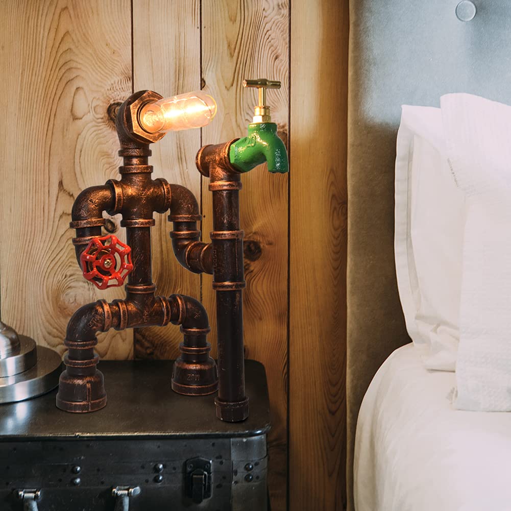 Steampunk Desktop Metal Desk Lamp Water Pipe Table Vintage Table Lamp