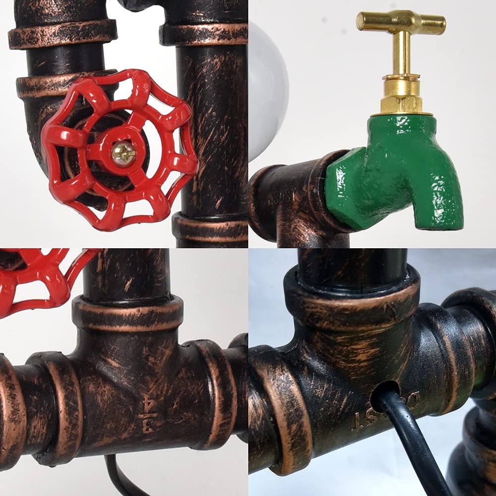 Steampunk Desktop Metal Desk Lamp Water Pipe Table Vintage Table Lamp