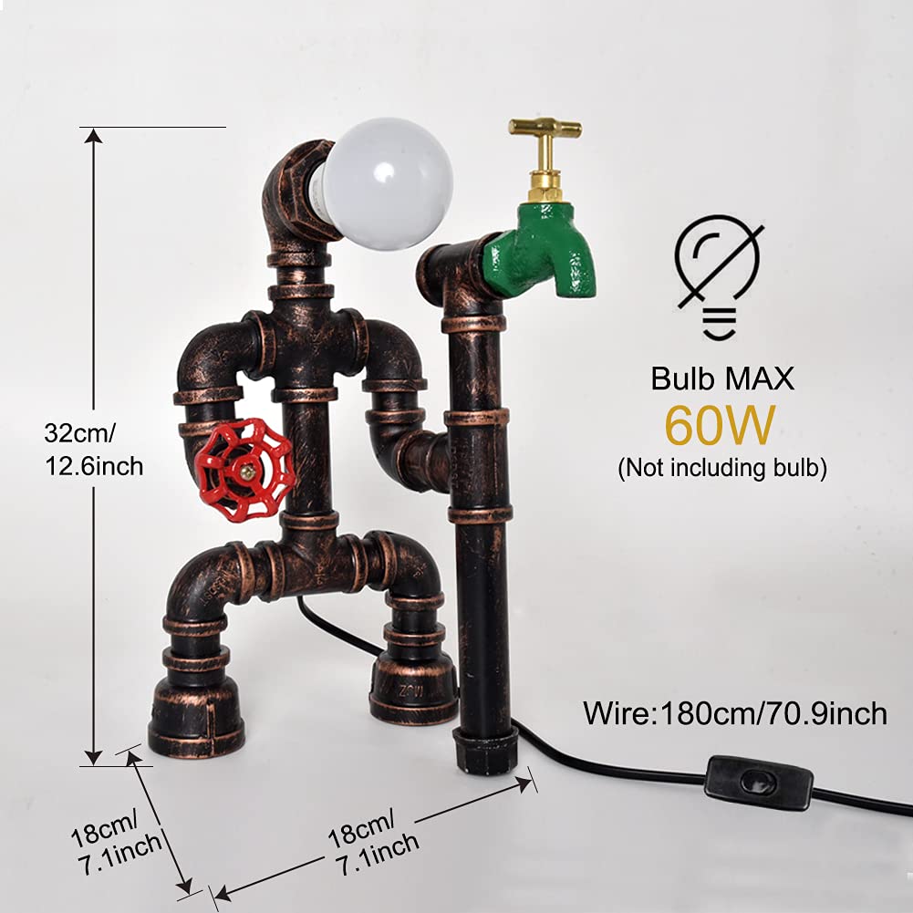 Steampunk Desktop Metal Desk Lamp Water Pipe Table Vintage Table Lamp