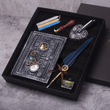 Steampunk Notebook Hardcover Notebook Feather Pen Kit und DIY Seal mit Geschenkbox