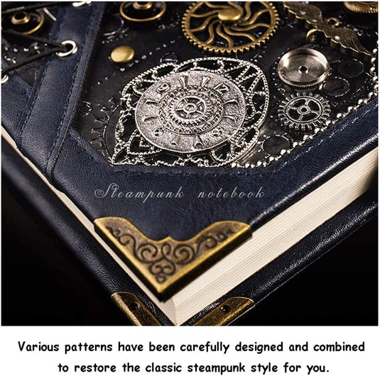 Kit de pluma de cuaderno de cuaderno de cuaderno steampunk y sello con caja de regalo