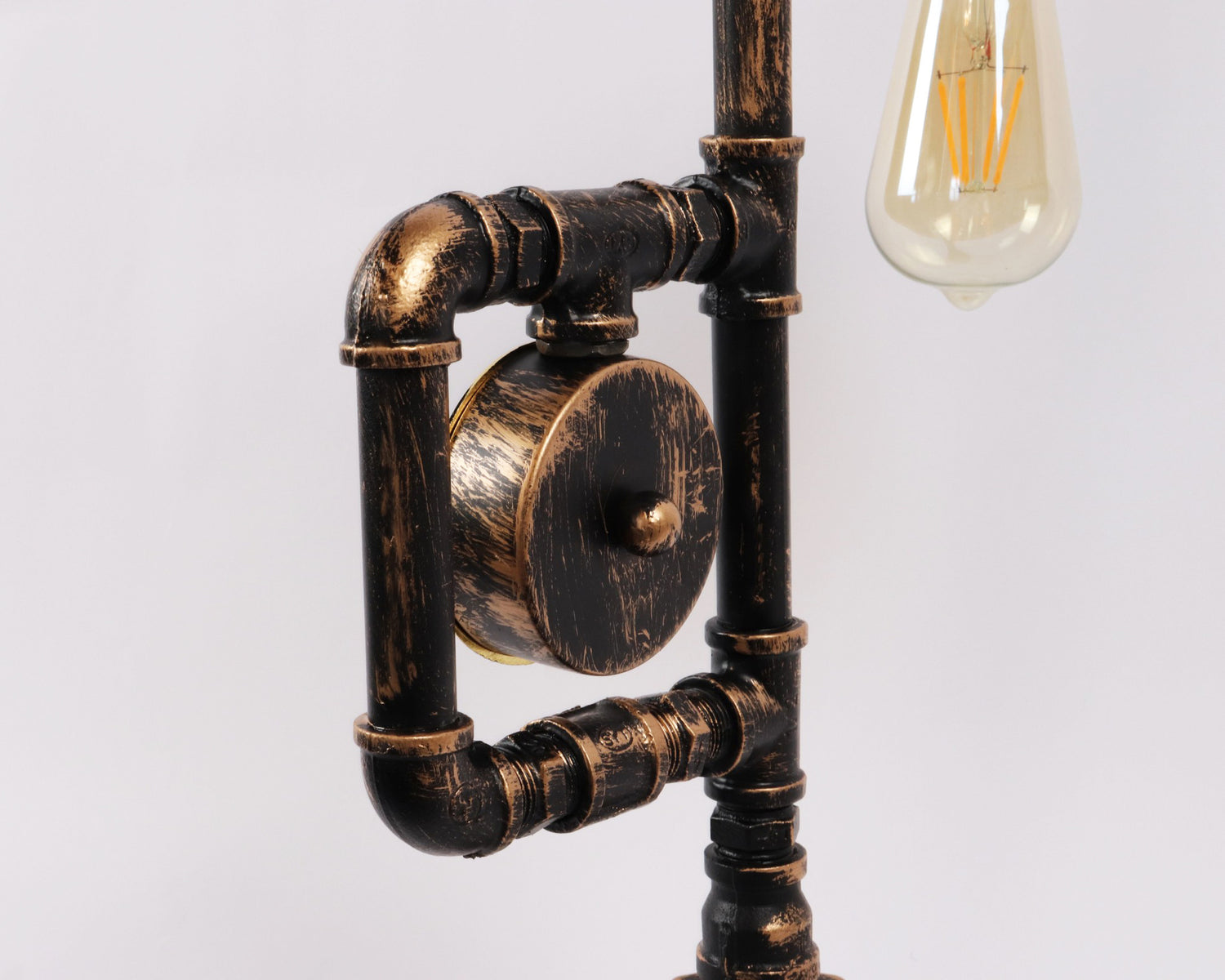 Steampunk with clock water pipe lamp for study bedroom bedside decoration