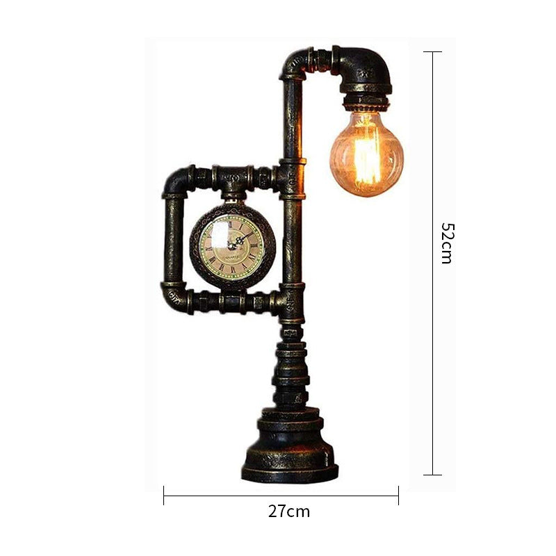 Load image into Gallery viewer, Steampunk with clock water pipe lamp for study bedroom bedside decoration
