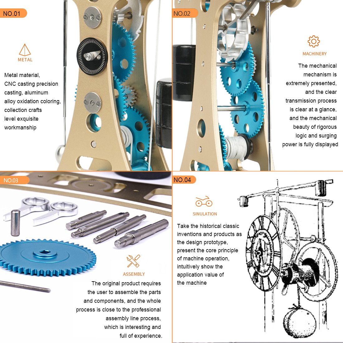 Techning Modèle d'assemblage de chronométryme de chronomètre en métal 3D jouet pour adulte