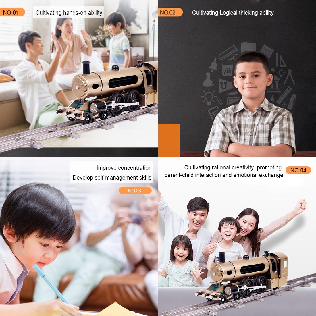 Teching Assembly Electric Steam Locomotive Train Model Toy Gifts for Adult