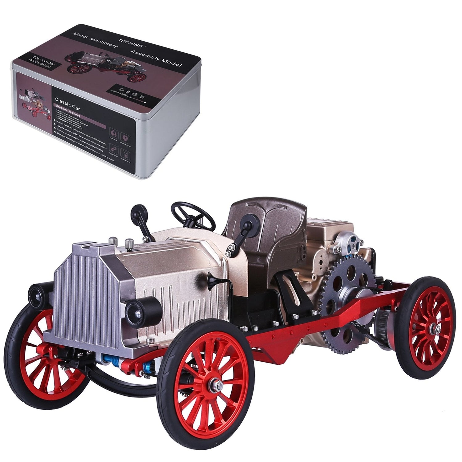 Teching Assembly Metal Mechanical Electric Vintage Classic Car Model Toy