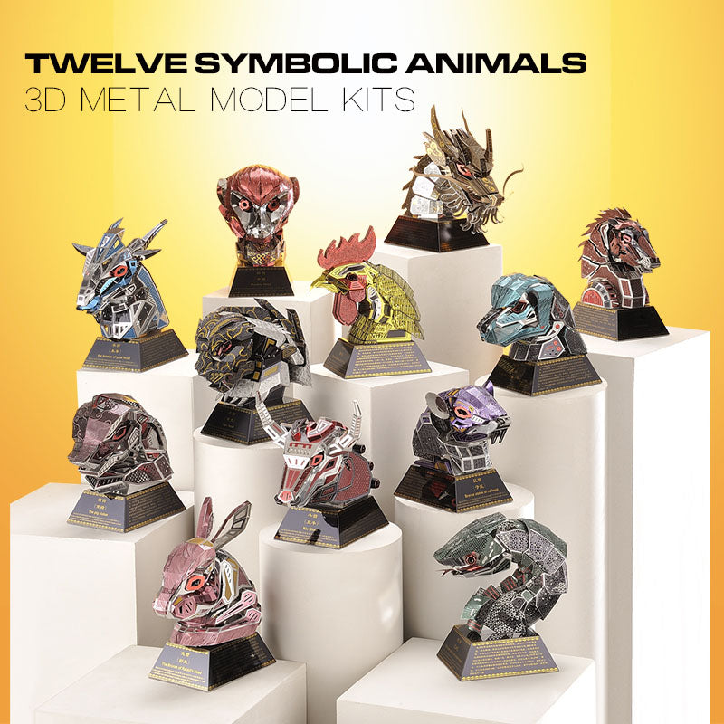 Load image into Gallery viewer, Top 12 3D Metal Puzzle Animal Head Model DIY Gift

