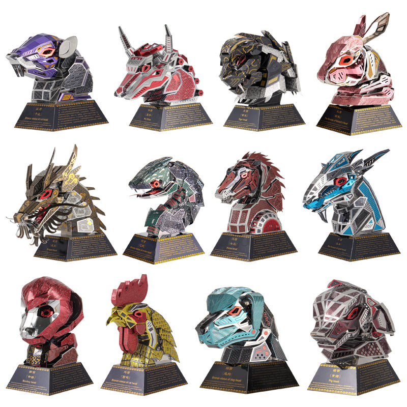 Top 12 3D Metal Puzzle Animal Head Model Diy Gift