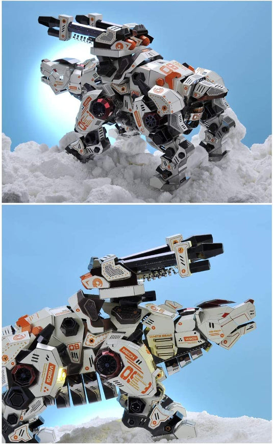 3D Mechanical White Polar Bear Metal Model DIY Kits