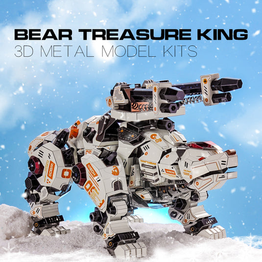 3D Mechanical White Polar Bear Metal Model DIY Kits