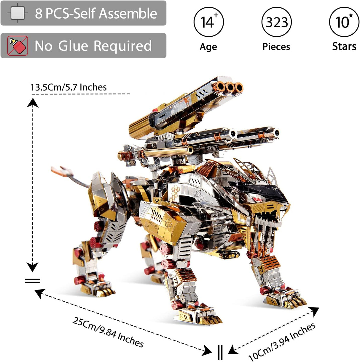 3D metaal mechanisch brullende lionmodel kits diy kunst ambacht