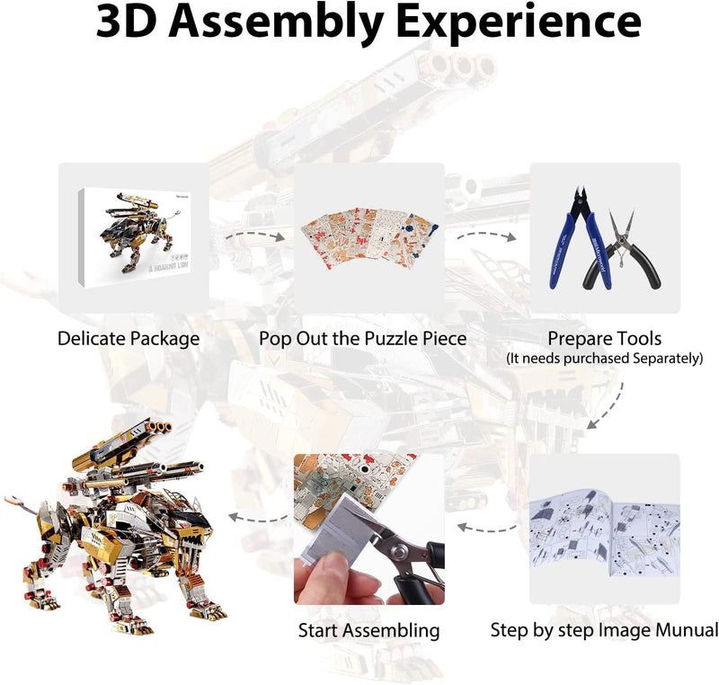 Laad de afbeelding in galerijviewer, 3D metaal mechanisch brullende lionmodel kits diy kunst ambacht
