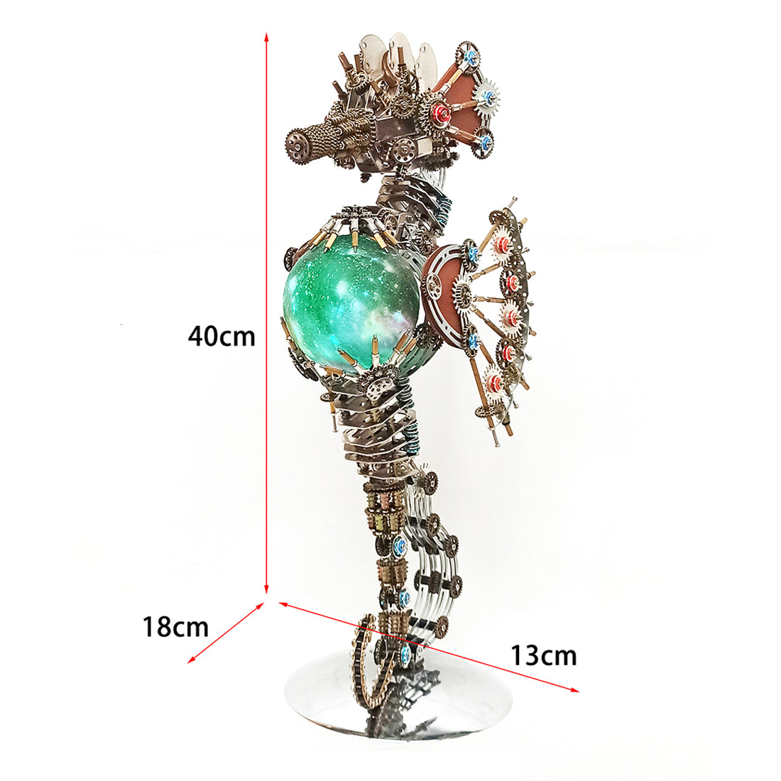 2100PCS Steampunk Seahorse Puzzle 3D DIY Model Kit with Planet Lights