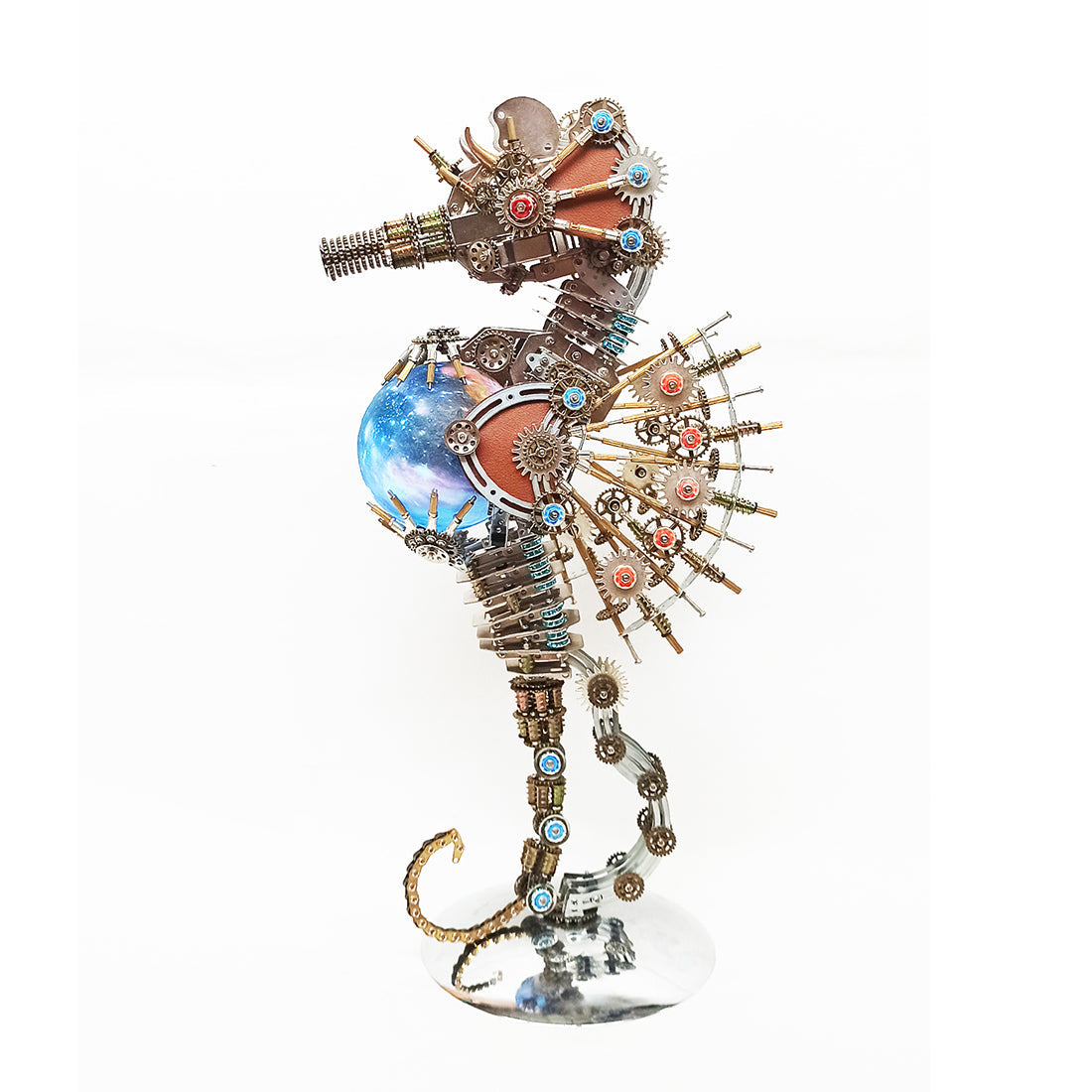 2100PCS Steampunk Seahorse Puzzle 3D DIY Model Kit with Planet