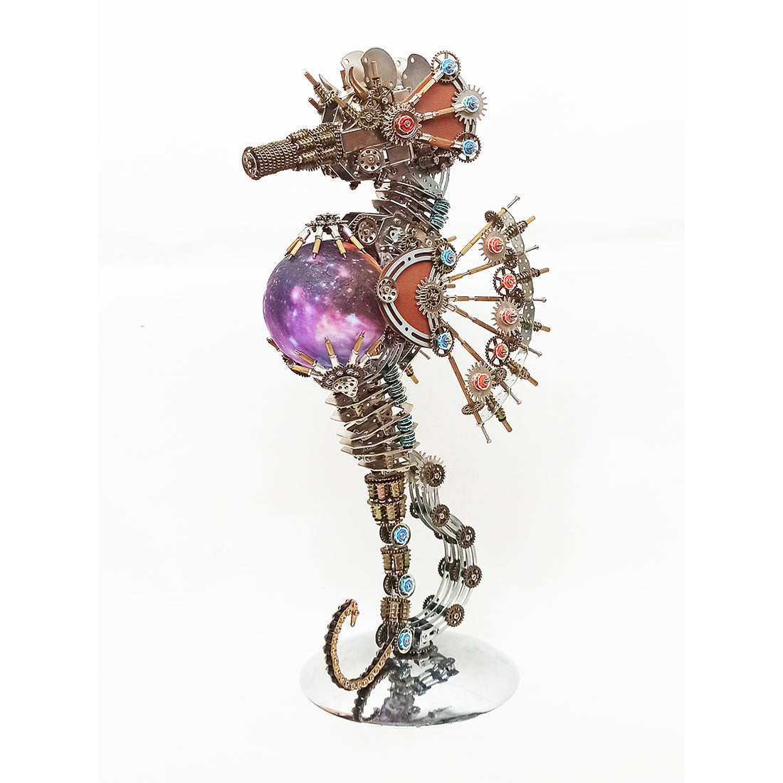 2100PCS Steampunk Seahorse Puzzle 3D DIY Model Kit with Planet Lights