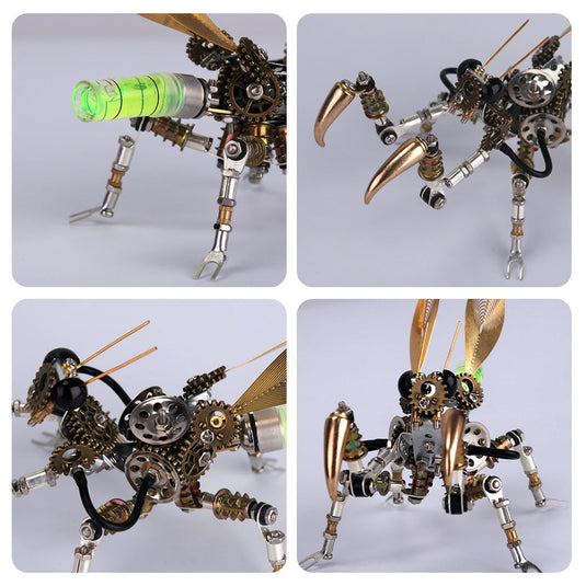 300pcs+ steampunk mantis de metal kits de modelos de insectos de bricolaje con luz colorida