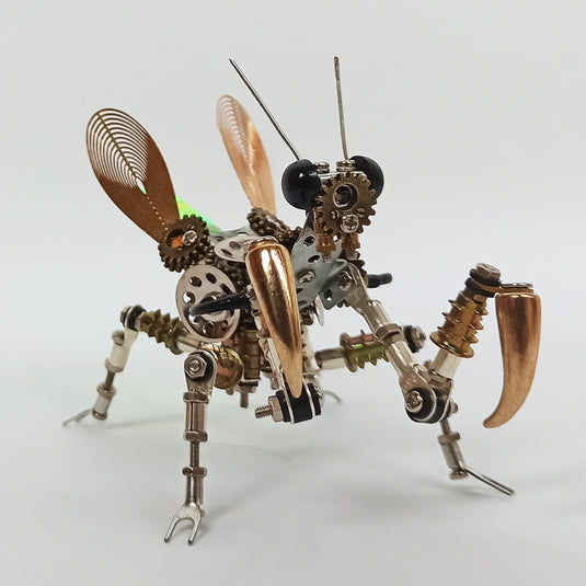 300pcs+ Steampunk Mantis Metall DIY Insektenmodell -Kits mit farbenfrohen Licht
