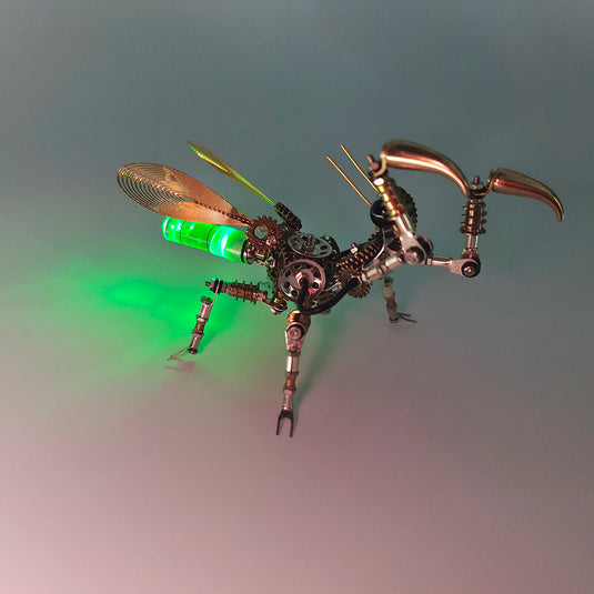 300pcs+ steampunk mantis de metal kits de modelos de insectos de bricolaje con luz colorida
