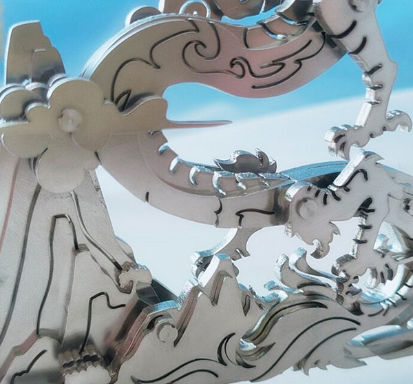 Laden Sie das Bild in Galerie -Viewer, {3D DIY Metall -Puzzle Drache auf dem Bergmythical Creature Model Kit
