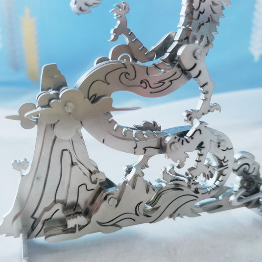 3D -DIY metalen puzzel draak op de berg Mythical Creature Model Kit