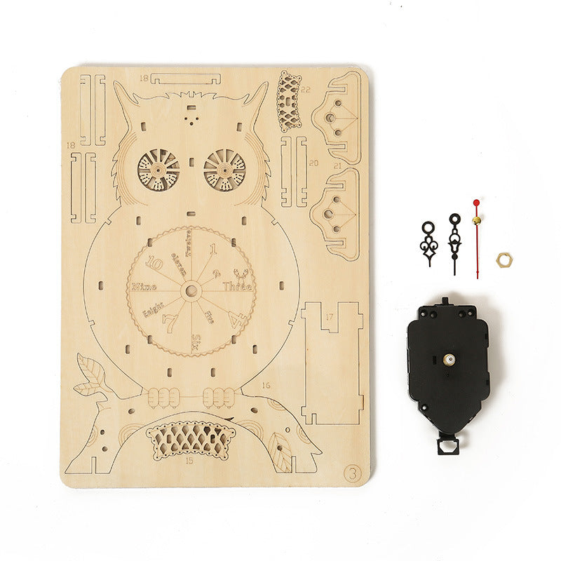 Load image into Gallery viewer, 3D DIY Model Kit Owl Skeleton Mechanical Pendulum Clock
