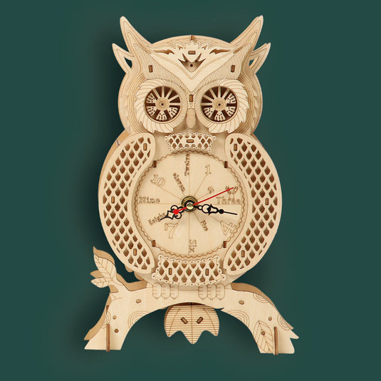 3D DIY Model Kit Owl Skeleton Mechanical Pendulum Clock