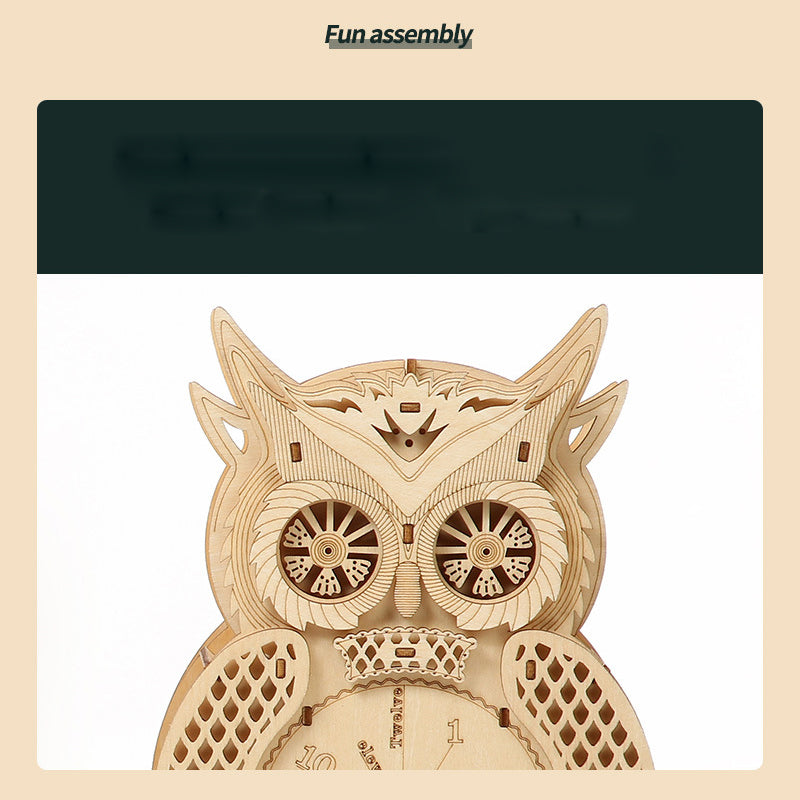 Load image into Gallery viewer, 3D DIY Model Kit Owl Skeleton Mechanical Pendulum Clock
