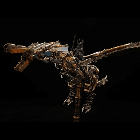 Kit de modelo de rompecabezas de bricolaje de metal mecánico de dragón con mosca con base