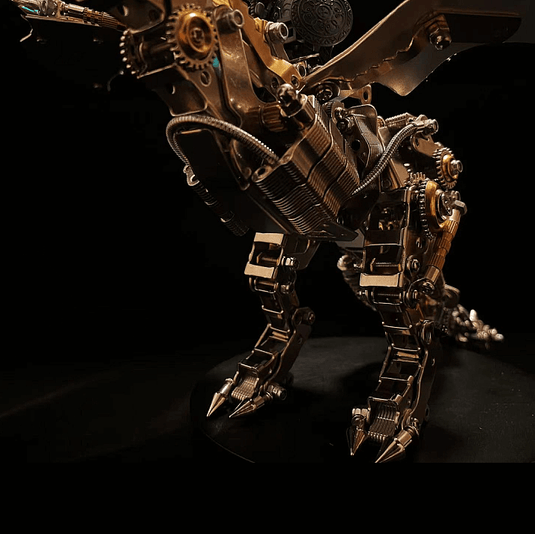 Kit de modelo de rompecabezas de bricolaje de metal mecánico de dragón con mosca con base