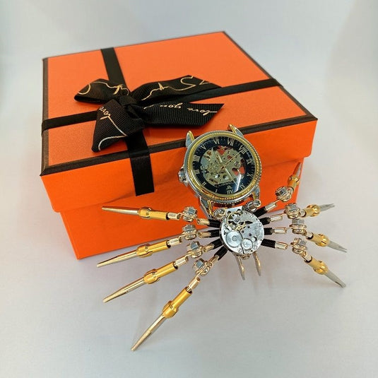 Conjunto de bricolaje Steampunk Kit de modelo de reloj de araña mecánica 3D Metal