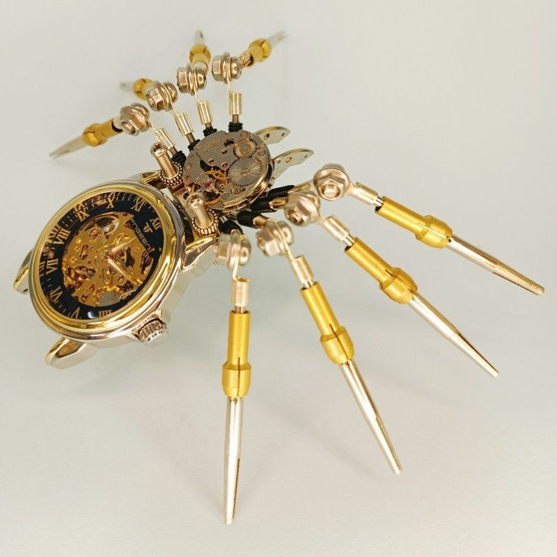 Load image into Gallery viewer, Steampunk DIY Assembly 3D Metal Mechanical Spider Clock Model Kit
