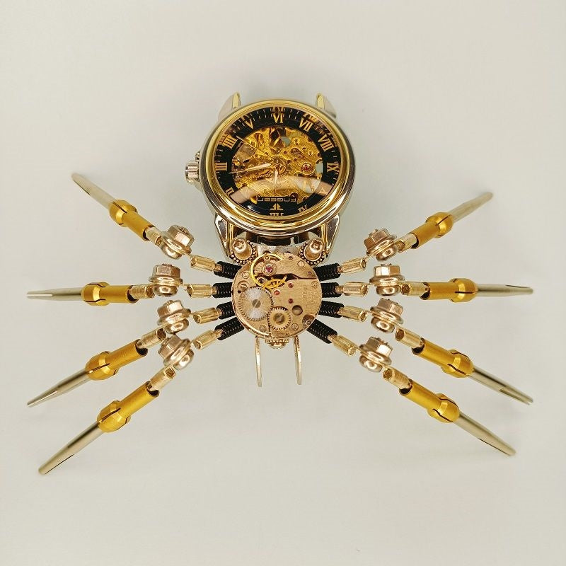 Laden Sie das Bild in Galerie -Viewer, {Steampunk DIY Assembly 3D Metall Mechanical Spider Clock -Modell Kit
