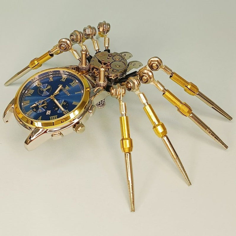 Steampunk DIY Assembly 3D Metal Mechanical Spider Clock Model Kit