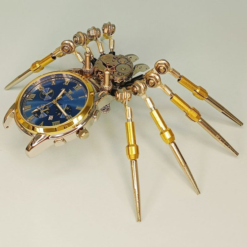 Laad de afbeelding in galerijviewer, Steampunk DIY -assemblage 3D Metal Mechanical Spider Clock Model Kit
