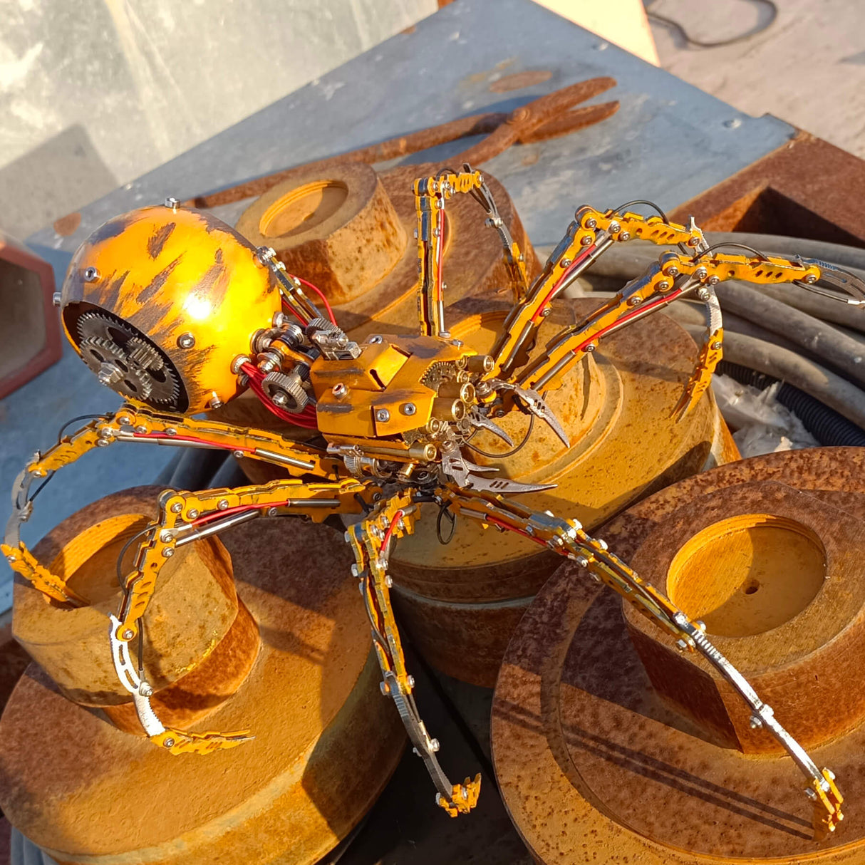 Steampunk DIY Batalla Damaged Spider Metal Puzzle Kit de modelo 3D