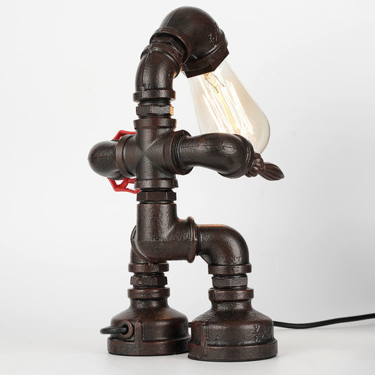 Metalkitor-Steampunk Industrial Antique Eisen Metall Roboter Pipe Schreibtisch Lampe für Raumdekor DIY Herren Boys Nerdy Birthday New Year Geschenke